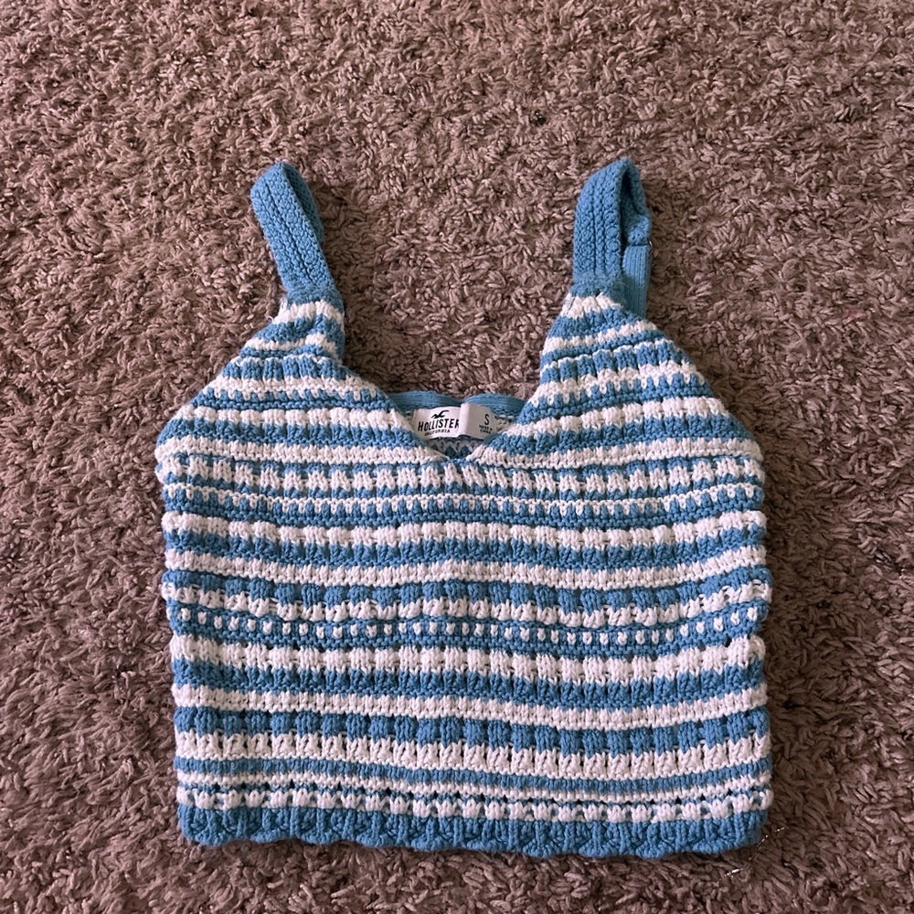 Hollister Blue and White Striped Tank Top